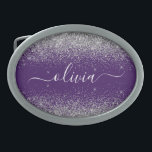 Roxo Silver Glitter Girly Glam Monograma<br><div class="desc">Frasco do Monograma do Nome do Script Glitter do Espelho Roxo e Silver Sparkle. Isso faz a formatura perfeita, doce 16 16, 18, 21rua, 40, 50, 60, 70, 80, 90, 100 anos, casamento, chá de panela, aniversário, chá de fraldas ou presente de festa de solteira para alguém que ama luxo...</div>