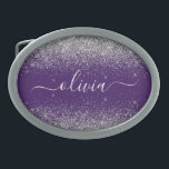 Roxo Silver Glitter Girly Glam Monograma<br><div class="desc">Frasco do Monograma do Nome do Script Glitter do Espelho Roxo e Silver Sparkle. Isso faz a formatura perfeita, doce 16 16, 18, 21rua, 40, 50, 60, 70, 80, 90, 100 anos, casamento, chá de panela, aniversário, chá de fraldas ou presente de festa de solteira para alguém que ama luxo...</div>