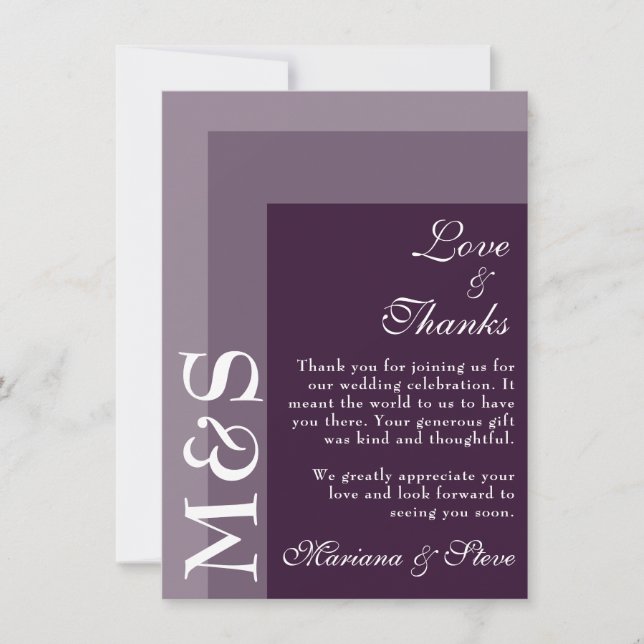 Roxo Simples Moderno Chic Script Agradecimento Cas (Frente)