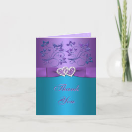 Roxo, Teal Floral, Cartões de agradecimentos de FO