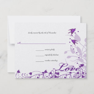 Roxo Vintage Pássaros Corações Casamento RSVP