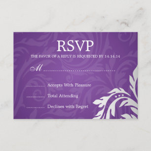 Roxo Wedding elegante do Flourish de RSVP Swirly