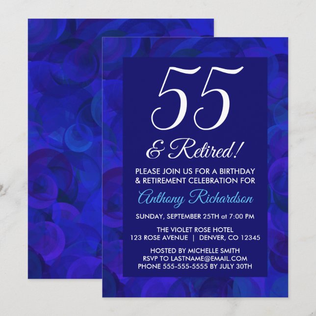 Royal Blue 55 e Convite para Festa de Aposentadori (Frente/Verso)