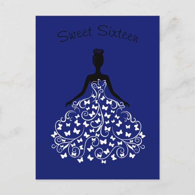 Royal Blue Butterfly Gown 16 Doce Convite (Frente)
