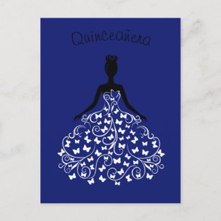Royal Blue Butterfly Gown Quinceanera Convite