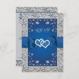 Royal Blue, Cinza Love Hearts (SMALL) Wedding RSVP