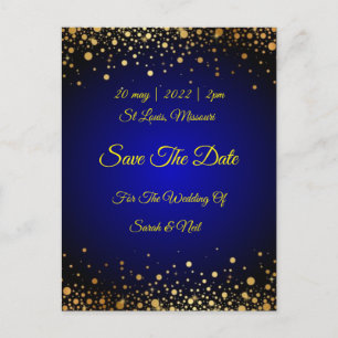 Royal Blue Dourado Popular Salve o convite de data