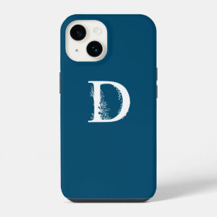 ROYAL BLUE FLORAL WHITE MONOGRAM LETTER D DESIGN