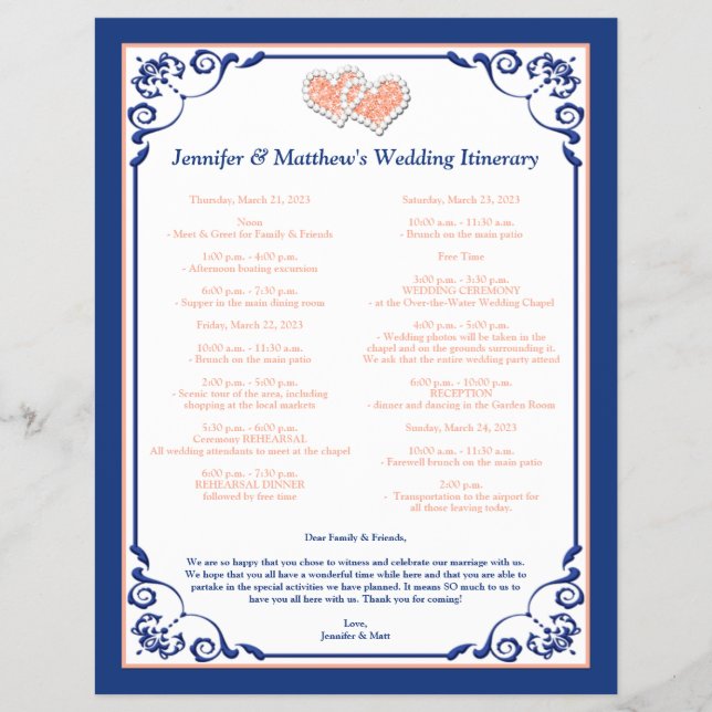 Royal Blue, Peach Hearding Noteerary Flyer (Frente)
