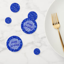 Royal Blue Sparkly Faux Glitter Feliz Aniversário