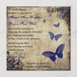 Royal Blue Vintage Butterfly Convite de casamento