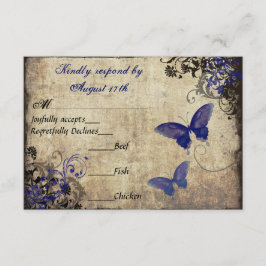 Royal Blue Vintage Butterfly RSVP