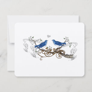 Royal Blue Vintage Lovebird Casamento RSVP