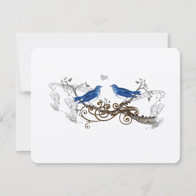 Royal Blue Vintage Lovebird Casamento RSVP (Frente)