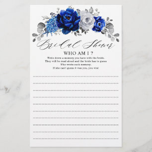 Royal Blue White Silver Floral Que Sou O Jogo