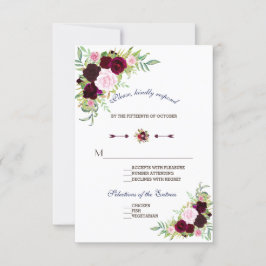 Royal Burgundy Marsala Casamento Floral RSVP
