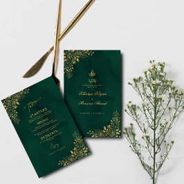 Royal Emerald Green Dourado Florals Menu do Casame