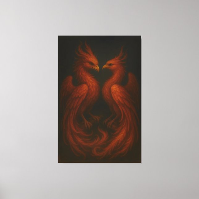 Royal Fire Phoenix Pair – Luxury Canvas Art (Frente)