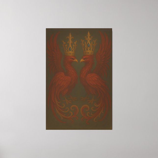 Royal Gold Phoenix Pair · Luxury Fine Art Canvas (Frente)