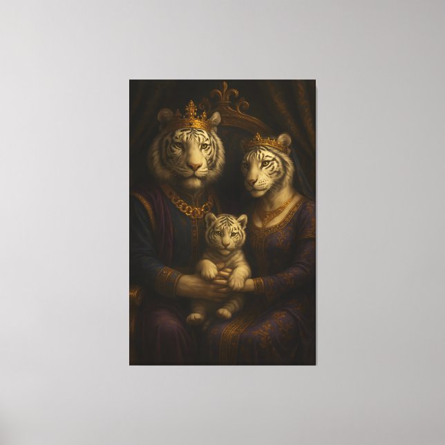 Royal White Tiger Family • Luxury Fine Art Canvas (Frente)