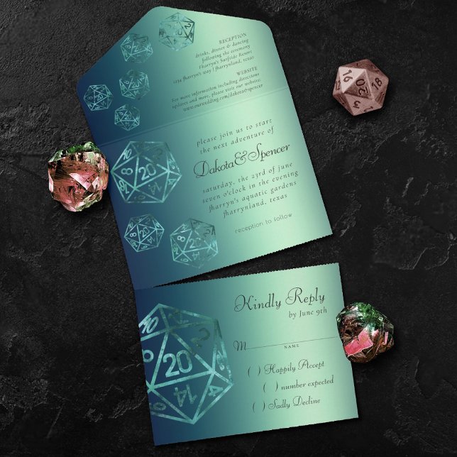 RPG Luxe | Teal Sheen Fantasy Tabletop Gamer Dice (Criador carregado)