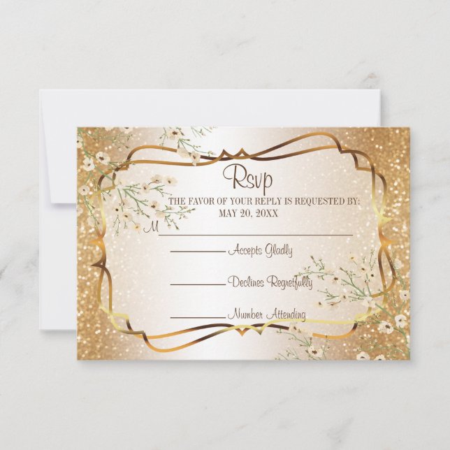 RSVP 50º aniversário Dourado da Glitter (Frente)