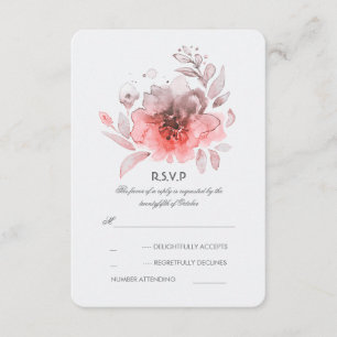 RSVP A aguarela cor-de-rosa floresce o cartão Wedding