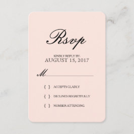 RSVP A tipografia elegante simples cora cartão Wedding