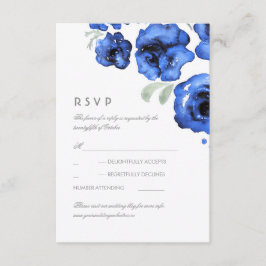 RSVP Aguarela azul dos rosas que Wedding o cartão de