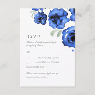 RSVP Aguarela azul dos rosas que Wedding o cartão de