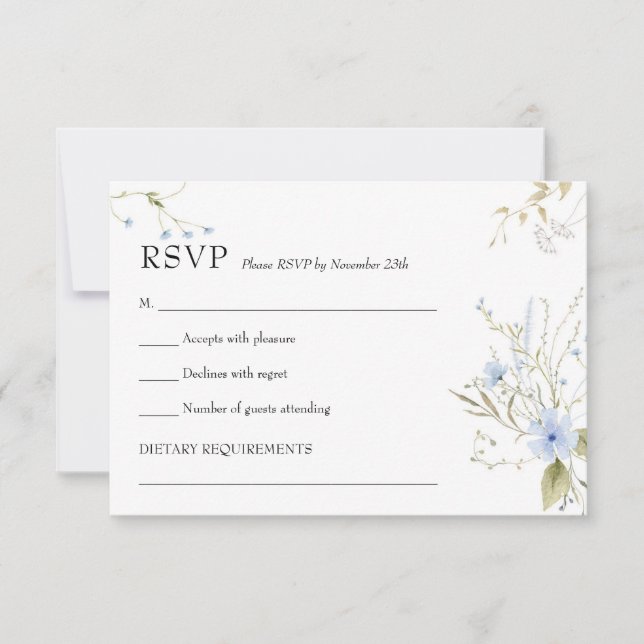 RSVP Amor com cartão russo de flor selvagem (Frente)