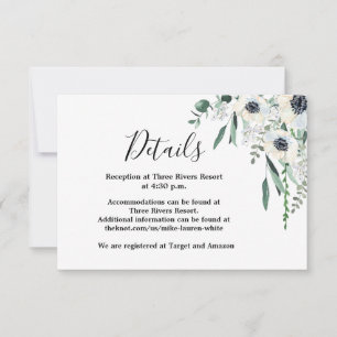 RSVP Anemone detalhe o cartão de casamento