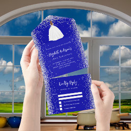 Rsvp - aniversário do vestido azul-prata brilhante