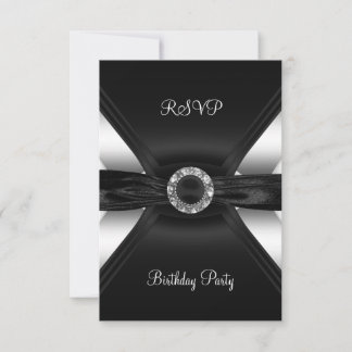 RSVP Aniversário Joia Diamante Preto Branco Prata