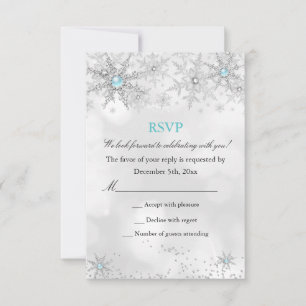 RSVP Aniversário Tema Inverno Azul Turquesa Mágico