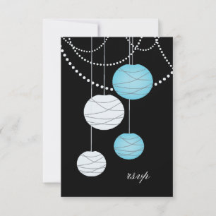 RSVP Aqua Blue Paper Lanterna Cartões de Casamento