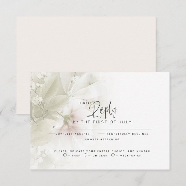 RSVP | Aquarela Rústica Flores de Pêssego em Rosa  (Frente/Verso)