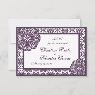 RSVP Arabesque Purple Lace, 9x13cm cartão de confirmaçã