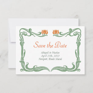 RSVP Art Nouveau Tulips Salve o Cartão de Data