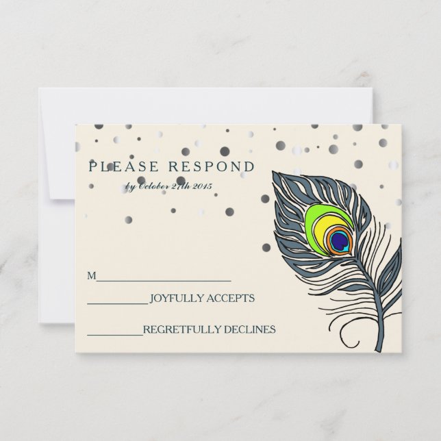RSVP Azul de Folha de Prata Confetti Peacock (Frente)