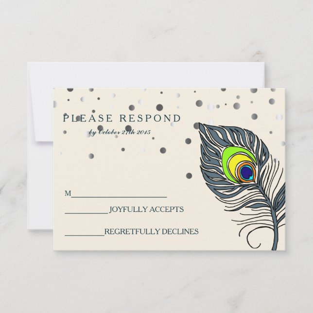 RSVP Azul de Folha de Prata Confetti Peacock (Frente)