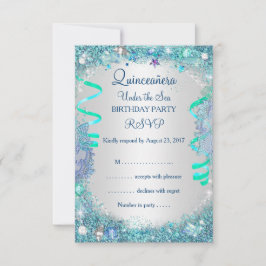RSVP Azul Debaixo do Mar Quinceanera 15º Aniversár