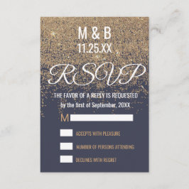RSVP Azul do Marinho Glitter Dourado