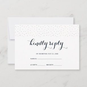 RSVP Azul elegante e branco com o cartão dos pontos