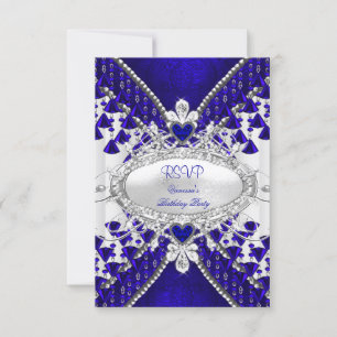 RSVP Azul Real Branco Coração Diamante