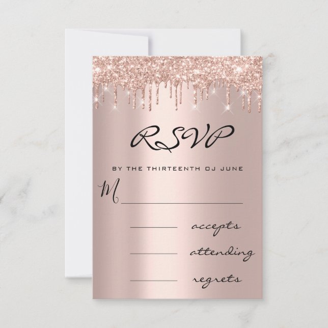 RSVP Azul Rosa Naval Gota Simples Casamento (Frente)