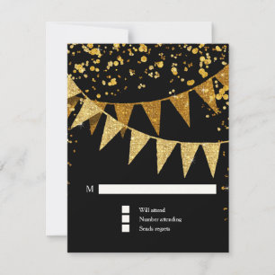 RSVP - Banner Moderno do Pennant w Glitter Confett