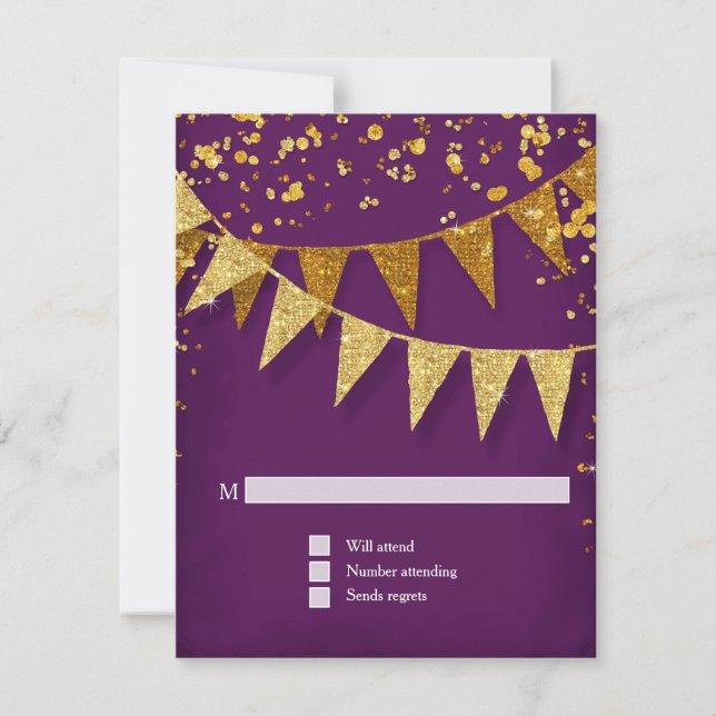 RSVP - Banner Moderno do Pennant w Glitter Confett (Frente)