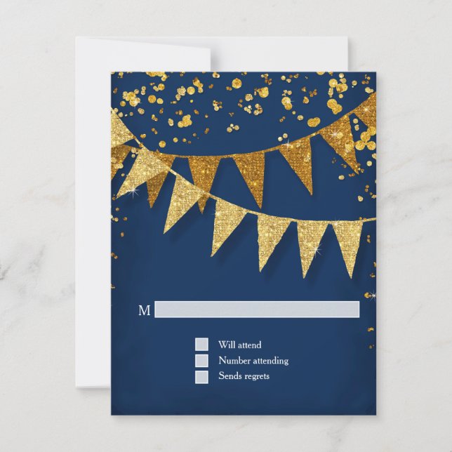 RSVP - Banner Moderno do Pennant w Glitter Confett (Frente)