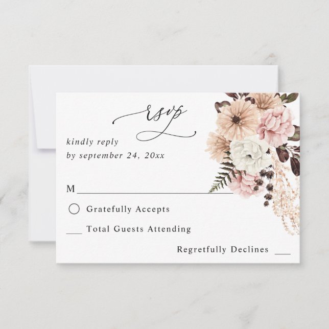 RSVP Beige & Blush Pink Rustic no Meal (Frente)